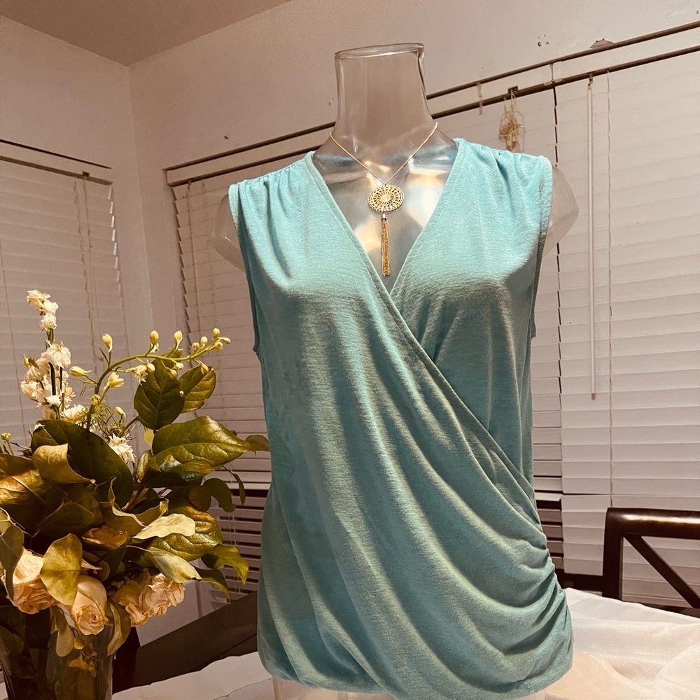 Athleta Green Asymmetrical Wrap Blouse